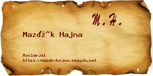 Mazák Hajna névjegykártya